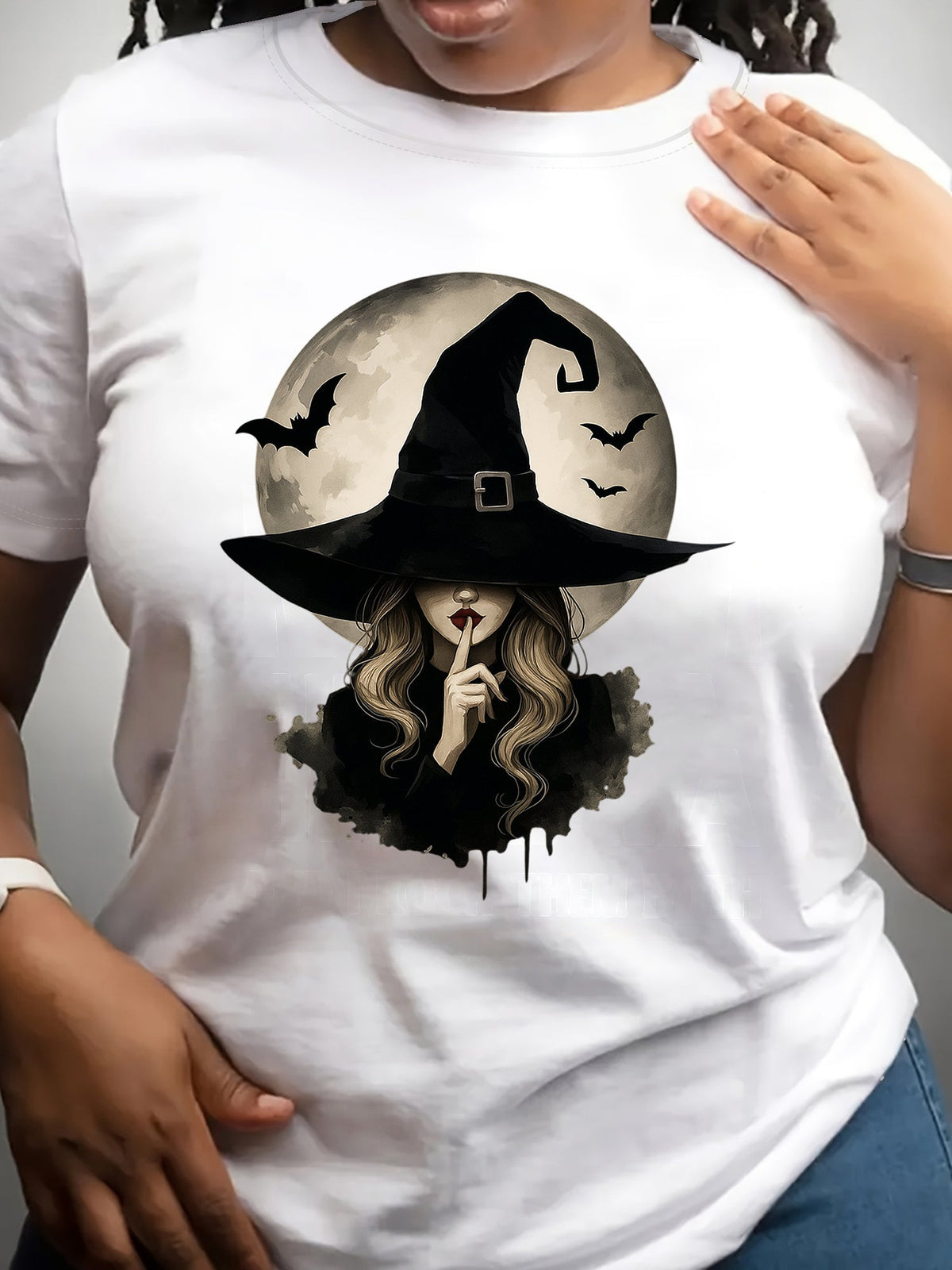 Mysterious Witch Halloween Graphic Tee for Women, Cute Spooky Witchy Short Sleeve T-Shirt, Casual Fall Party Top for Halloween Gift
