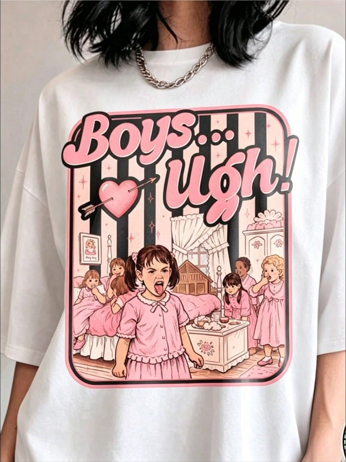 Ugh Funny Print Tee 90s Movie Quote Valentines Day Crew Neck Casual Top