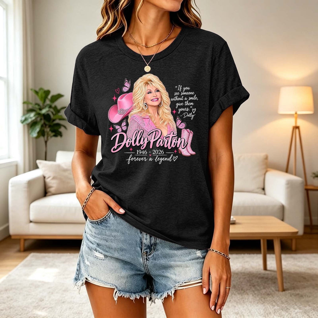 JCCXIN Dolly Graphic Tees For Women, Country Music Vintage Tee, Parton Portrait T-Shirt