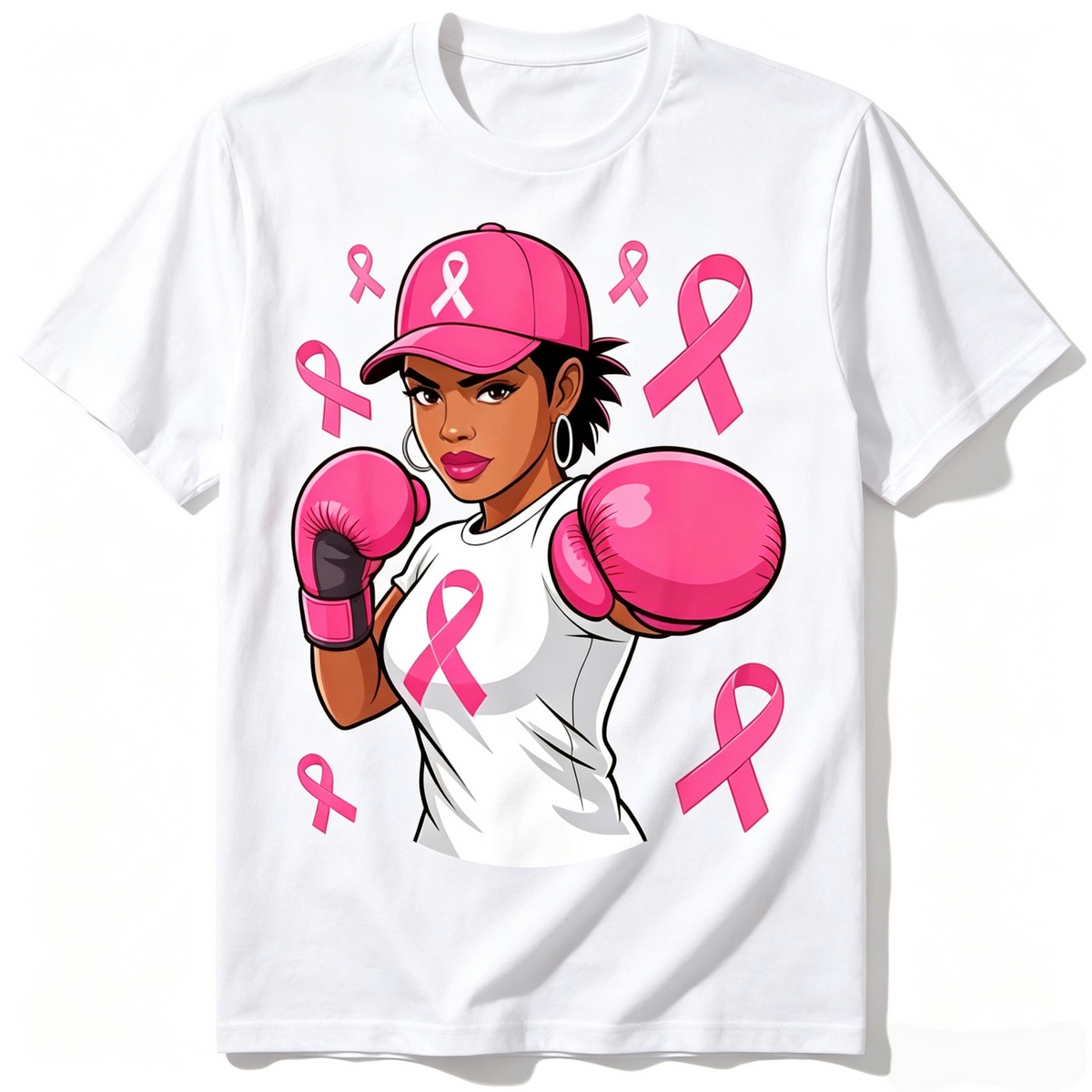 Women's Fight Theme Black Cotton Graphic Tee - Round Neck, Unisex Cut