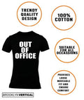 BROOKLYN VERTICAL Out of Office | Funny Sarcastic Vacation Retirement Adult Humor Joke Short Sleeve Crew Neck T-Shirt