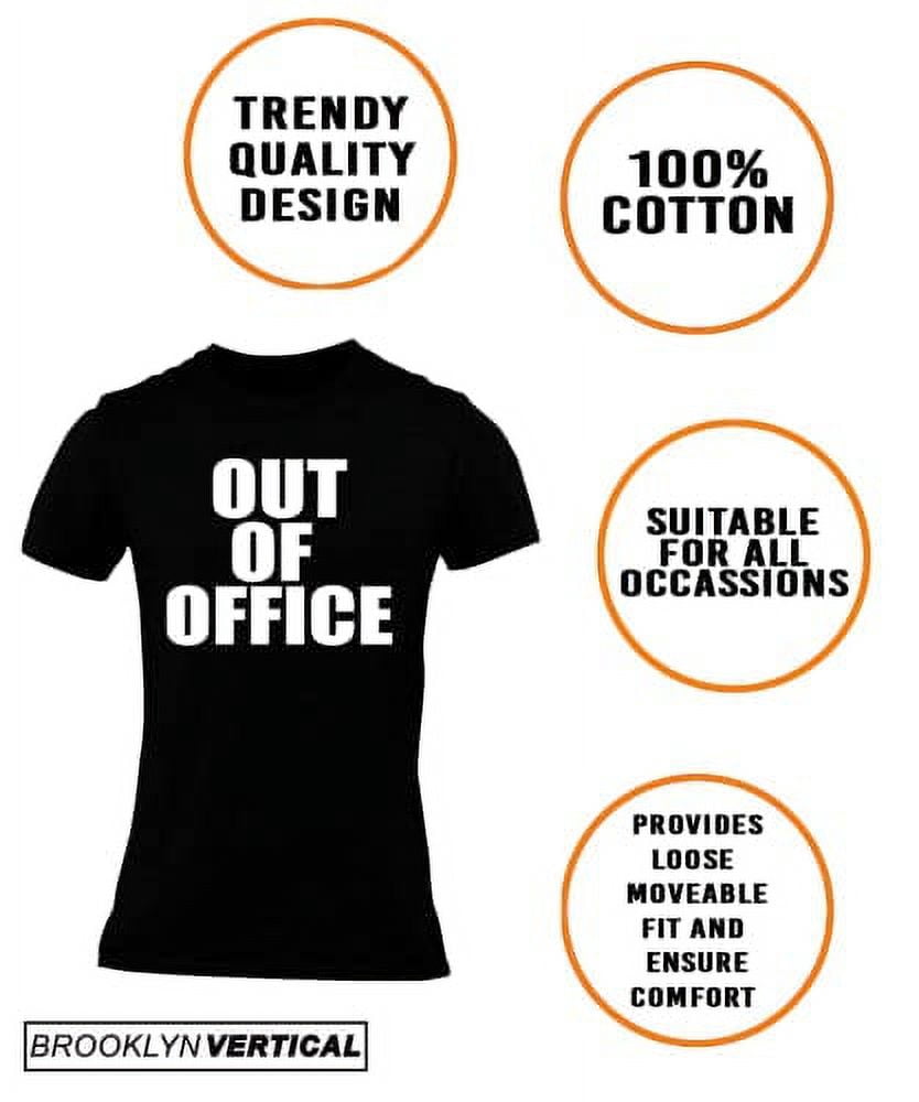 BROOKLYN VERTICAL Out of Office | Funny Sarcastic Vacation Retirement Adult Humor Joke Short Sleeve Crew Neck T-Shirt