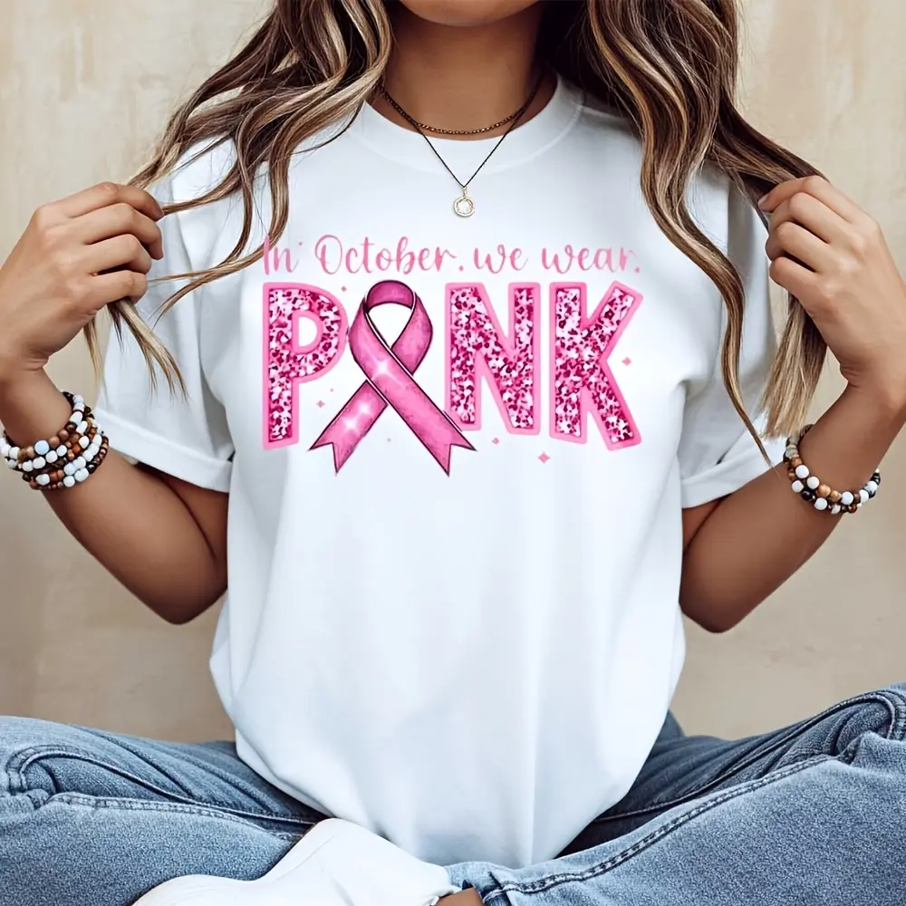 Pink Ribbon In October We Wear Pink Graphic T-Shirt
