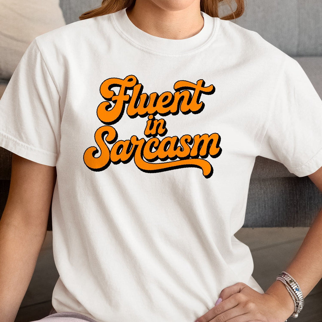 Smartprints Fluent in Sarcasm Retro Lettering Women's T-shirt White, Cotton, S