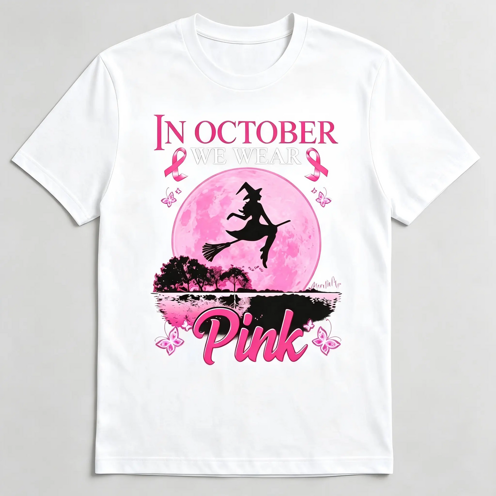 "In October We Wear Pink" Breast Cancer Awareness T-Shirt for Men Women