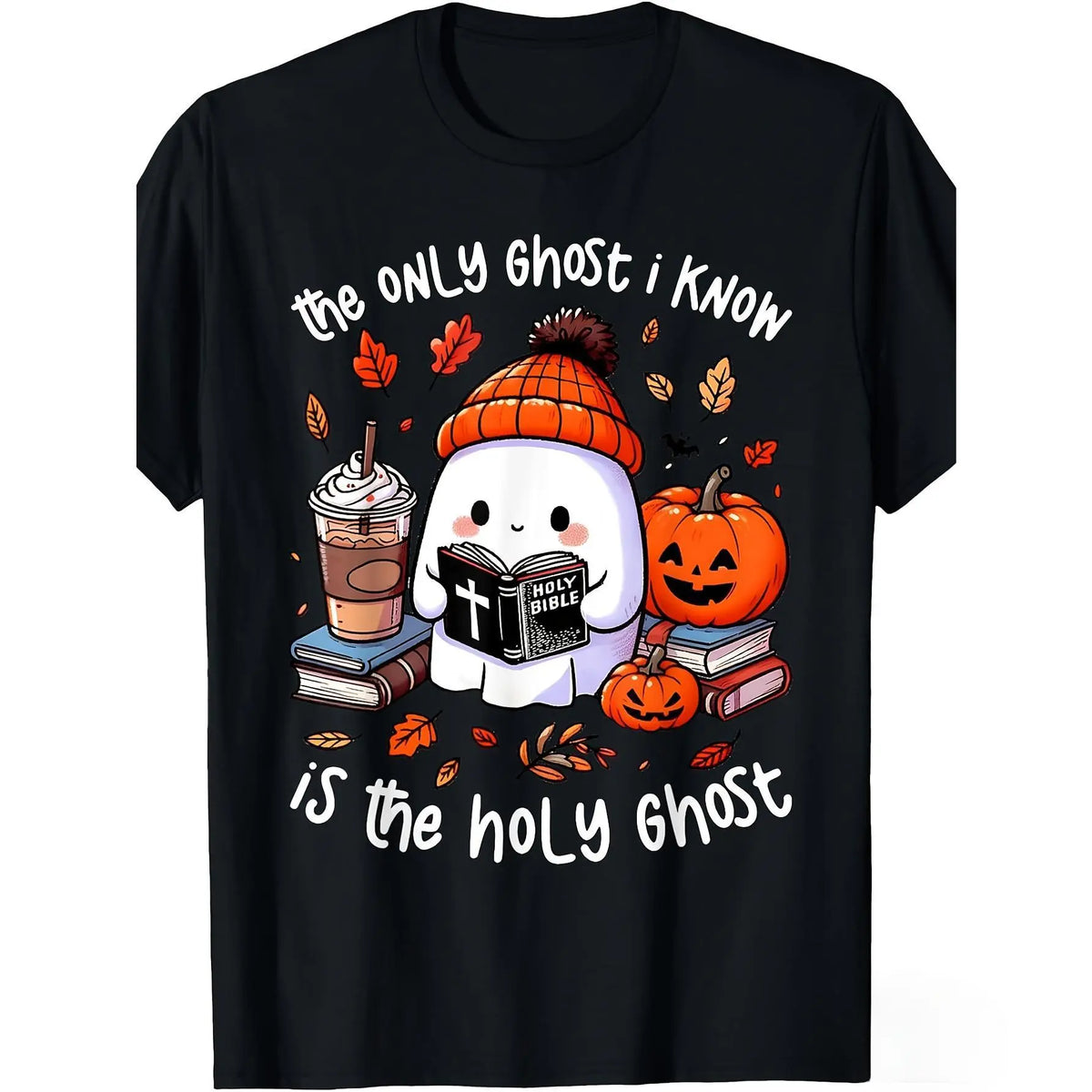 The Only Ghost I Know Is The Holy Ghost Halloween Book T-Shirt