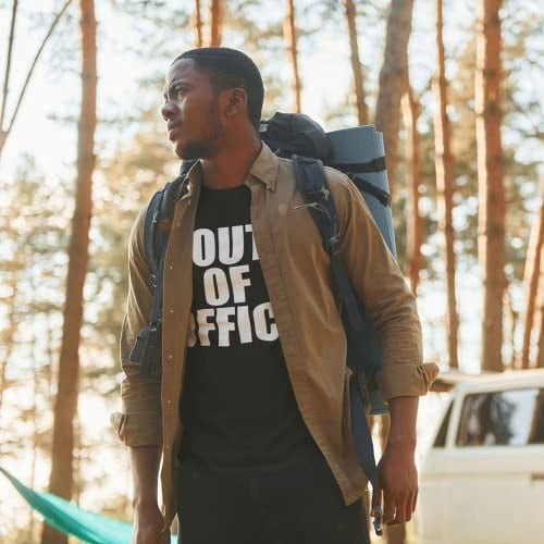 BROOKLYN VERTICAL Out of Office | Funny Sarcastic Vacation Retirement Adult Humor Joke Short Sleeve Crew Neck T-Shirt