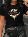 Puppy Zipper Graphic Crew Neck Tee Home Office Durable Comfort Unisex Top