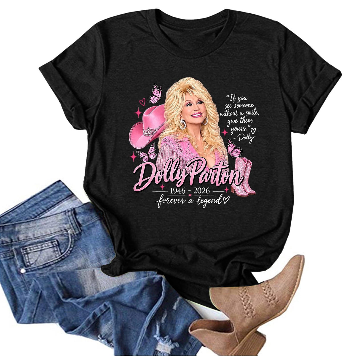 JCCXIN Dolly Graphic Tees For Women, Country Music Vintage Tee, Parton Portrait T-Shirt