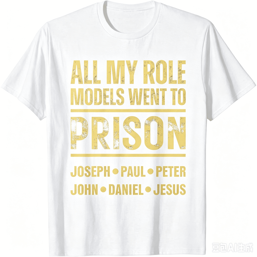 "All My Role Models Went To Prison" Bible Characters Cross Graphic T-Shirt for Men & Women - Vintage Christian Faith Tee, Soft Breathable Cotton Crew Neck Short Sleeve