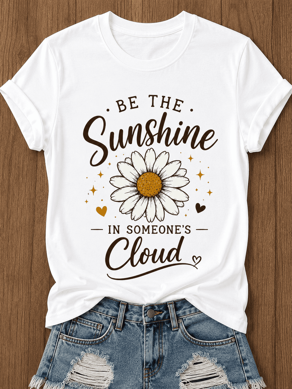 Be The Sunshine In Someone's Cloud Daisy Graphic T-Shirt Women Vintage Floral Positive Quote Inspirational Short Sleeve Casual Tee