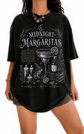 GODMERCH Midnight Margaritas Witchy Cocktail Cotton Halloween Graphic T Shirt Gothic Tee for Women