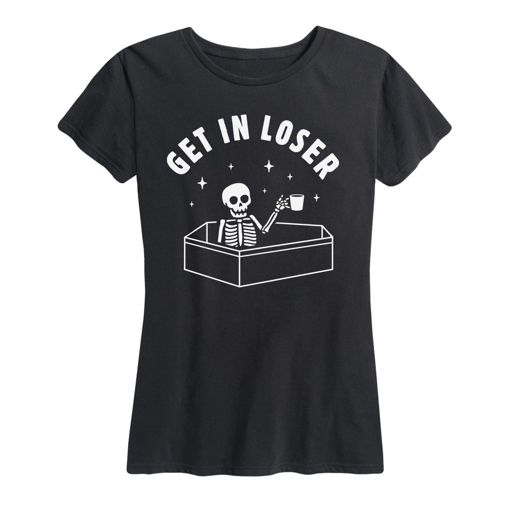 Instant Message - Halloween Skeleton Get In Loser Coffin Short Sleeve Graphic T-Shirt