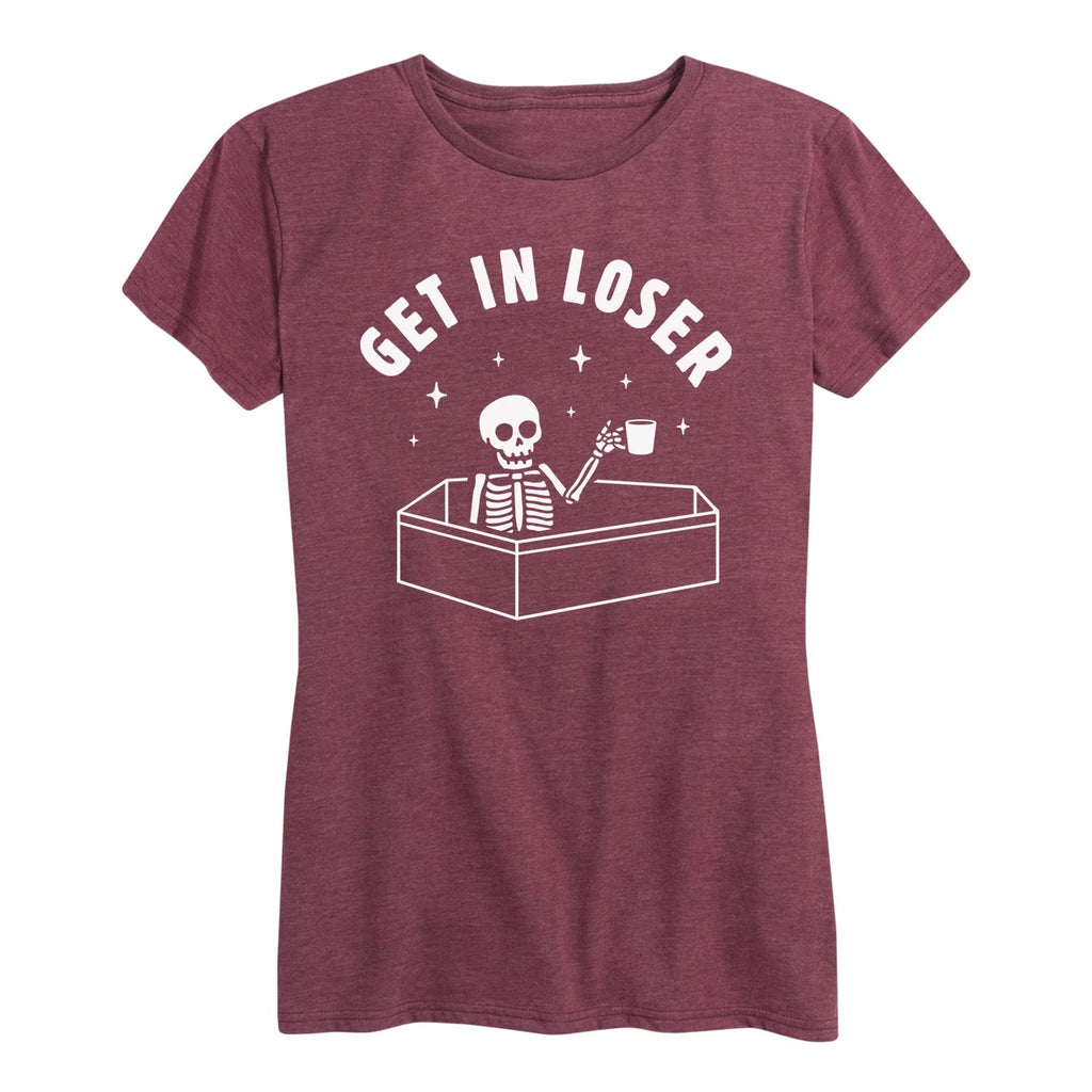 Instant Message - Halloween Skeleton Get In Loser Coffin Short Sleeve Graphic T-Shirt