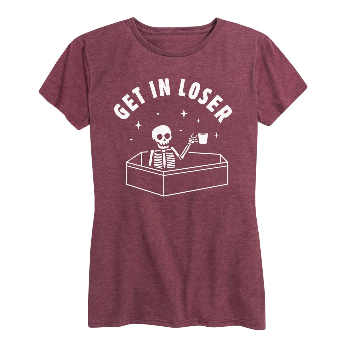 Instant Message - Halloween Skeleton Get In Loser Coffin Short Sleeve Graphic T-Shirt