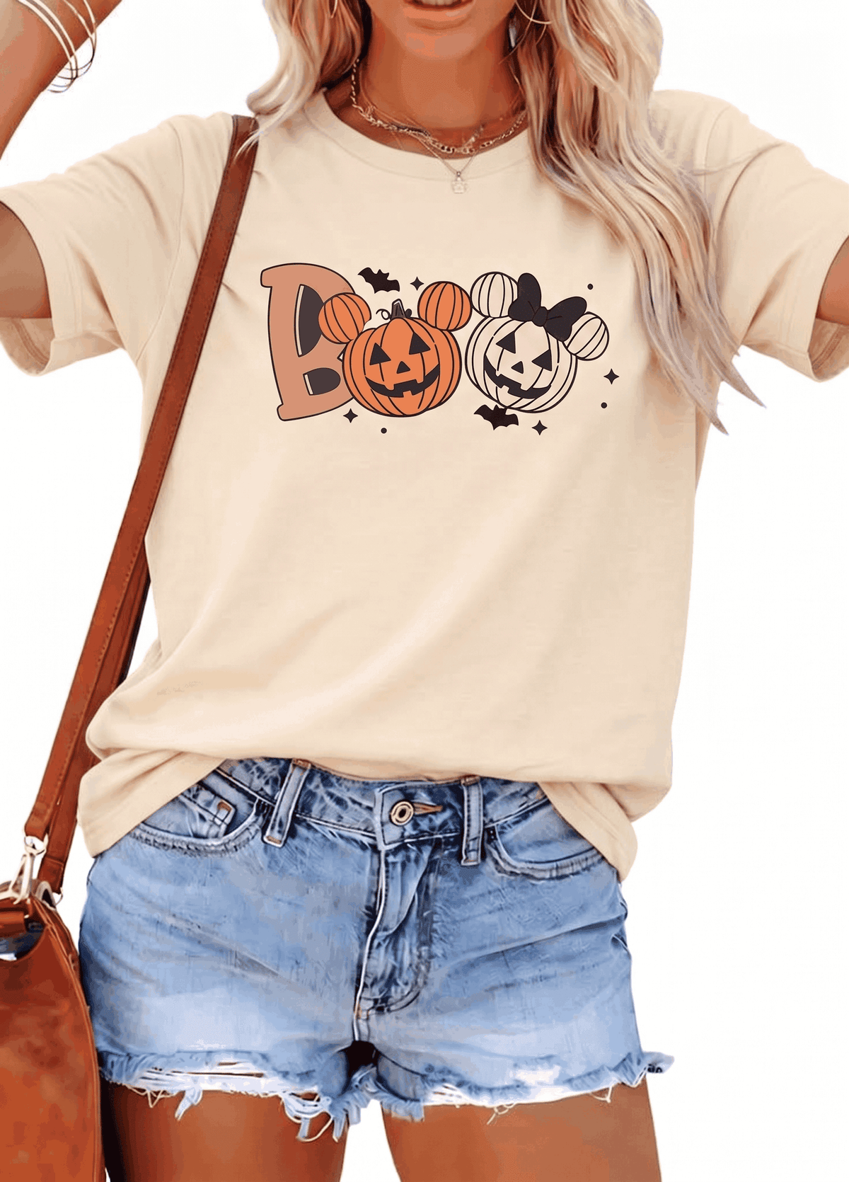 MOUSYA Halloween Shirts for Women Magical Boo Tshirt Pumpkin Graphic Tees Casual Vacation Short Sleeve Tops