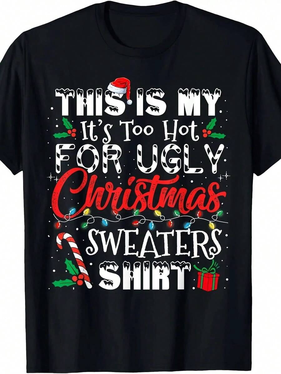 Men Festive Ugly Christmas Holiday Round Neck Men T‑Shirt