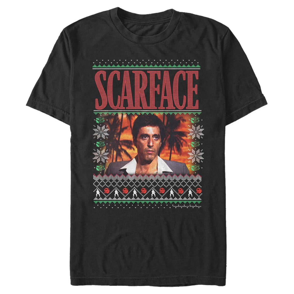 Men's Scarface Tony Ugly Christmas Sweater Graphic T-Shirt