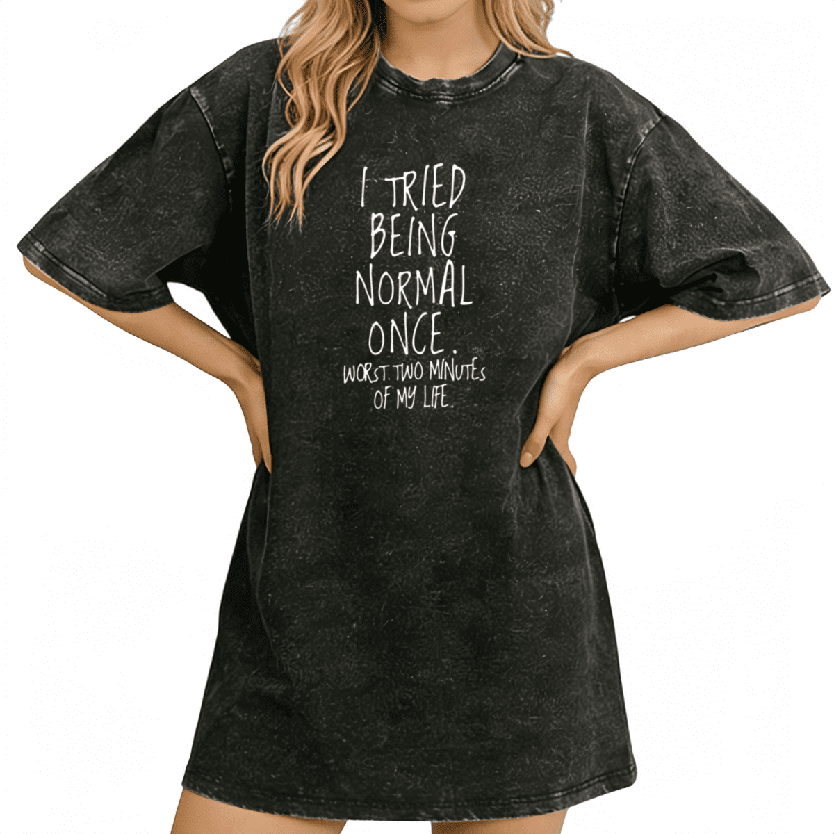 Vintage Washed Black Funny Sarcasm Normal Once Graphic Womens T-Shirt S-2XL Tops