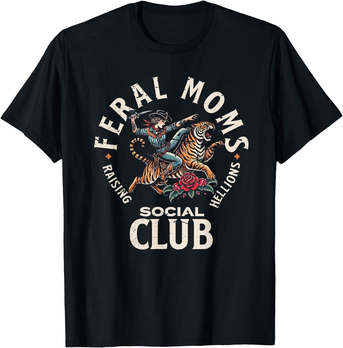 Retro Feral Moms Social Club Sarcastic Saying Mothers T-Shirt