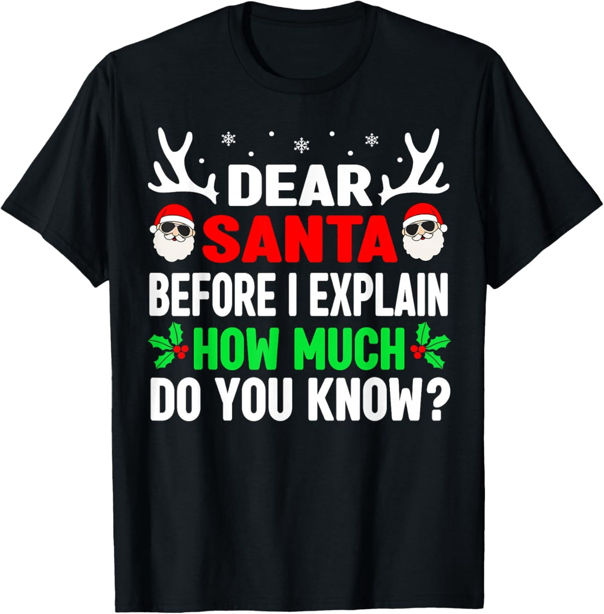Santa Funny Christmas T-Shirt Holiday Graphic Tee for Men