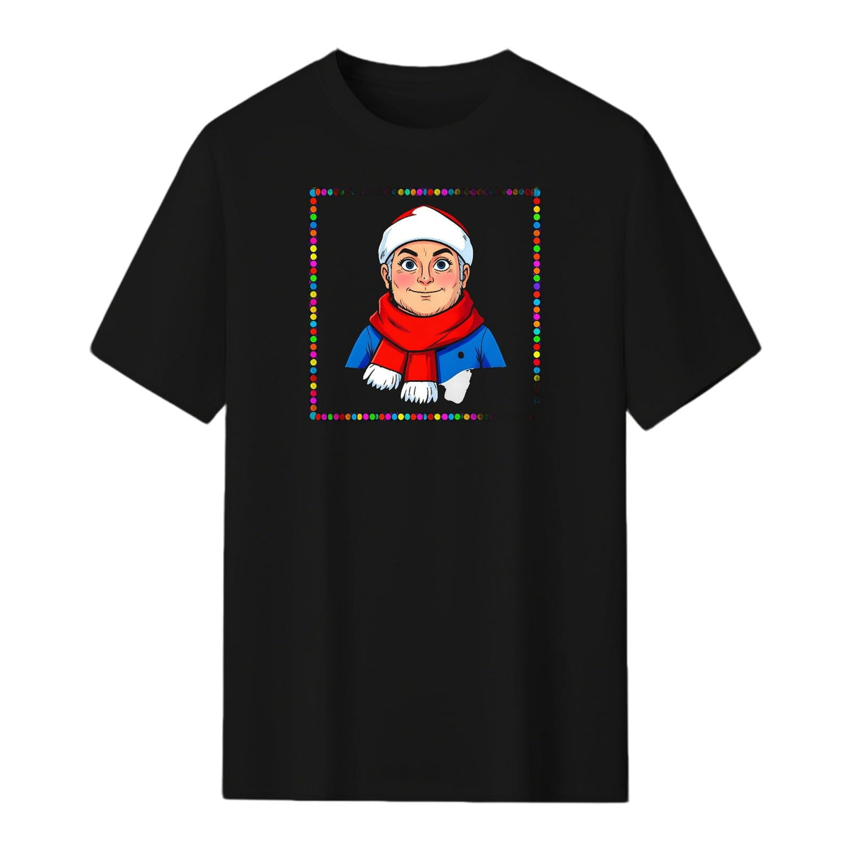 Signetis Festive Santa Hat Christmas Graphic Tee, Black Unisex T-Shirt