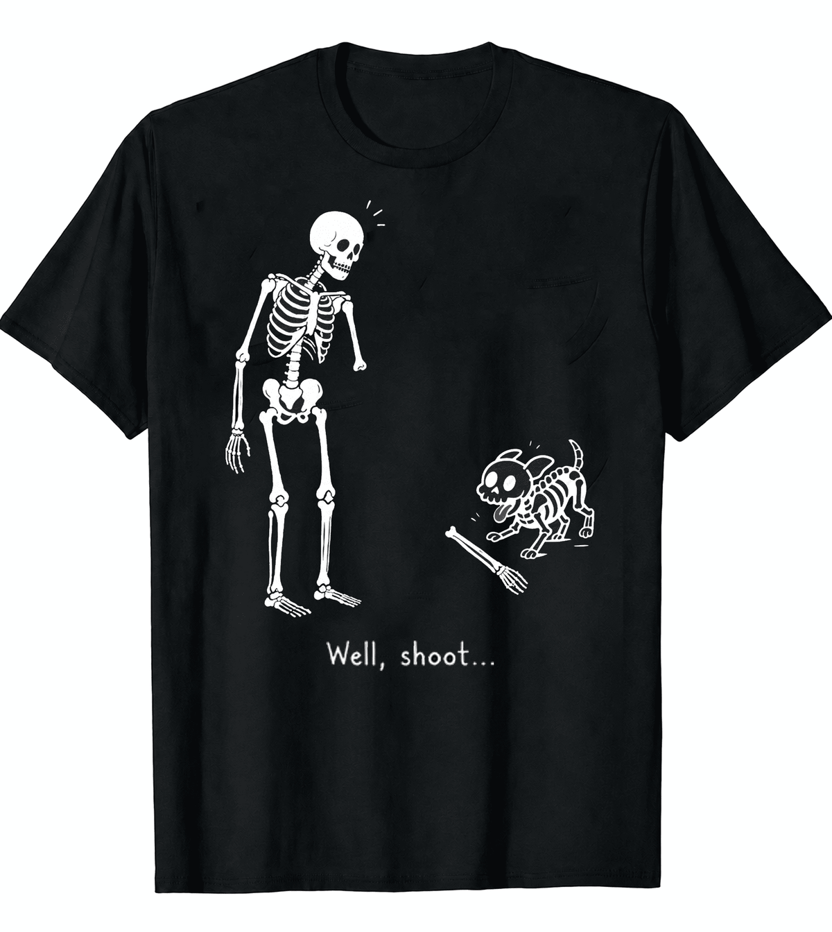 Skeleton Dog Halloween Graphic Tee, Funny Dog Lover T-Shirt, Humorous Spooky Season Shirt