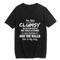 T-shirt for Women I'm Not Clumsy Funny Sayings Sarcastic Short-sleeved O-neck Top Black X-Large