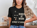 TOKAIPlus Bored At Work Shirt, Funny Office Cat Tee, Lazy Work Day Graphic Shirt, Sarcastic Cat Humor Tee, Introvert Work Meme T-Shirt