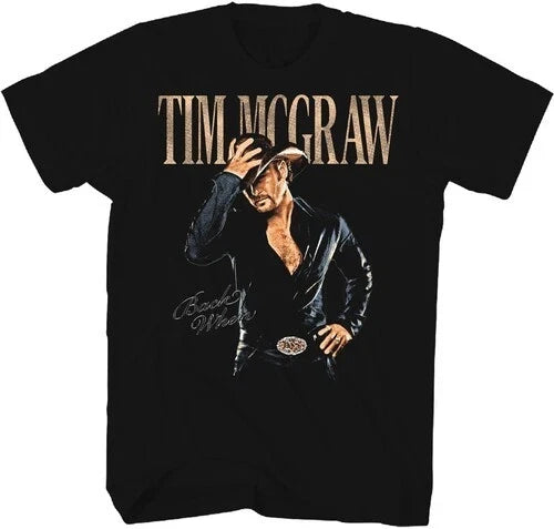 Tim McGraw Back When Vintage Style T-Shirt, Country Music Graphic Tee,Black Color,Size L