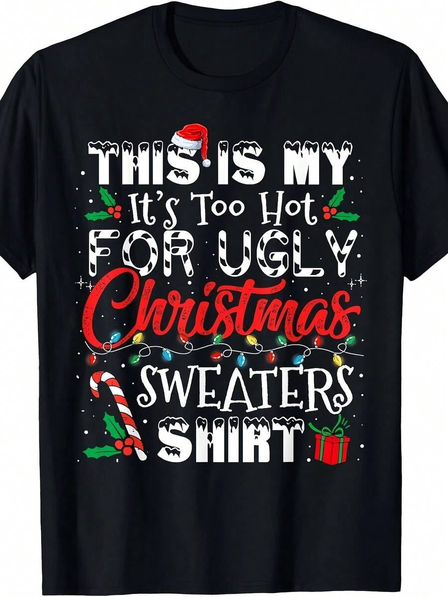 Men Festive Ugly Christmas Holiday Round Neck Men T‑Shirt