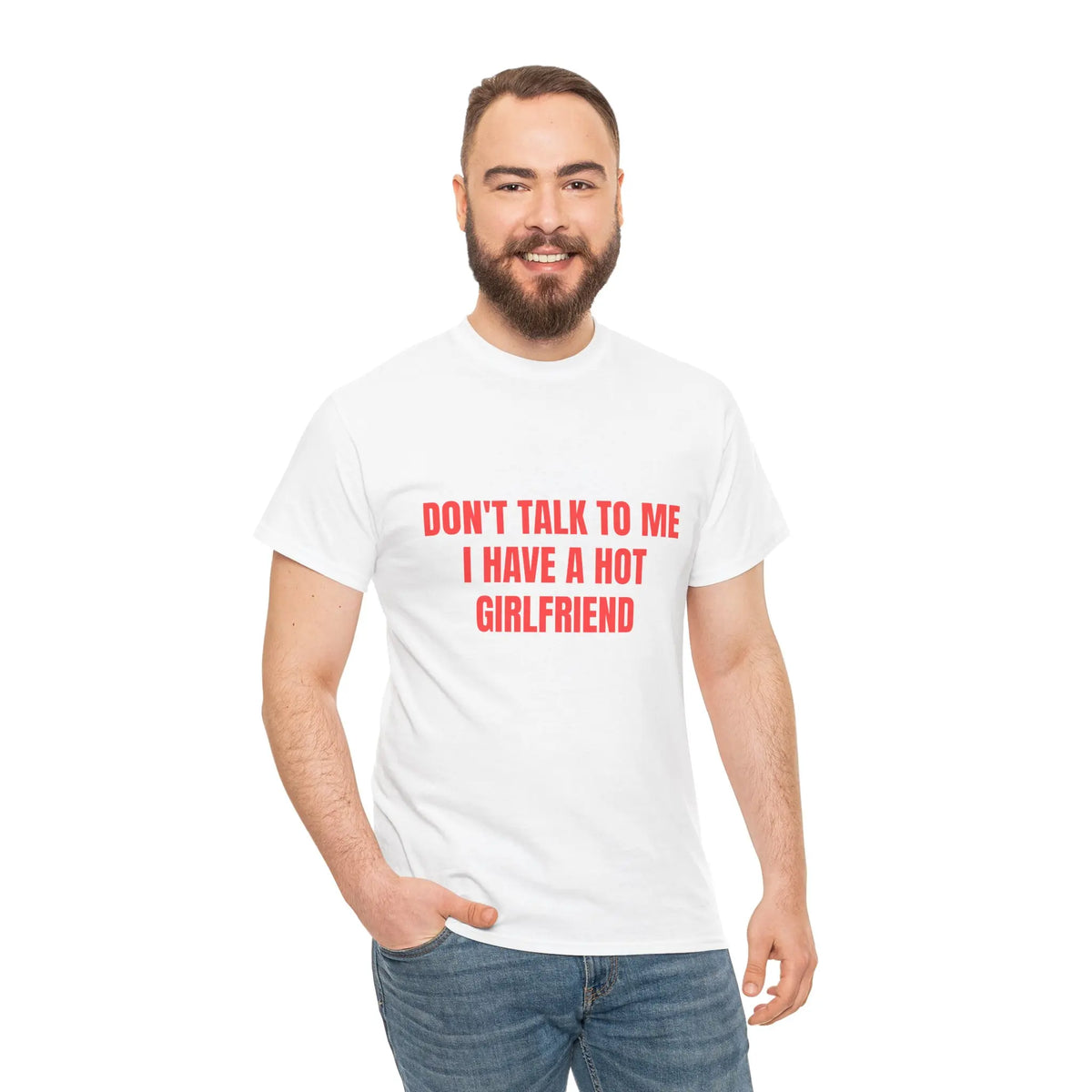 Don't Talk To Me I Have A Hot Girlfriend Graphic T‑Shirt, Funny Relationship Sarcastic Tee, Novelty Humor Short‑Sleeve Crewneck Shirt, Funny Gift for Boyfriend Men Clothing