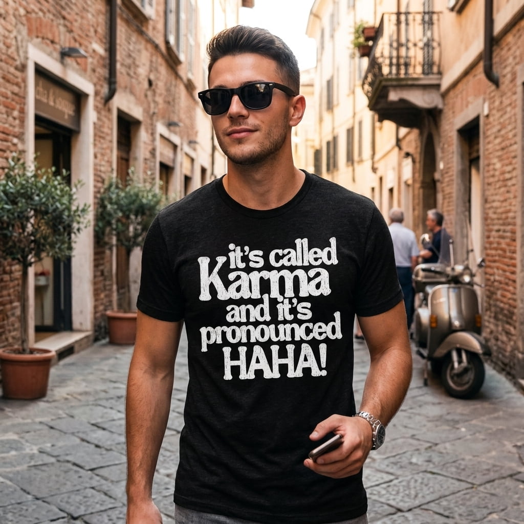 Mens Funny T Shirts Its Called Karma and Its Pronounced HAHA Sarcastic Graphic Novelty Tee for Men Graphic Tees