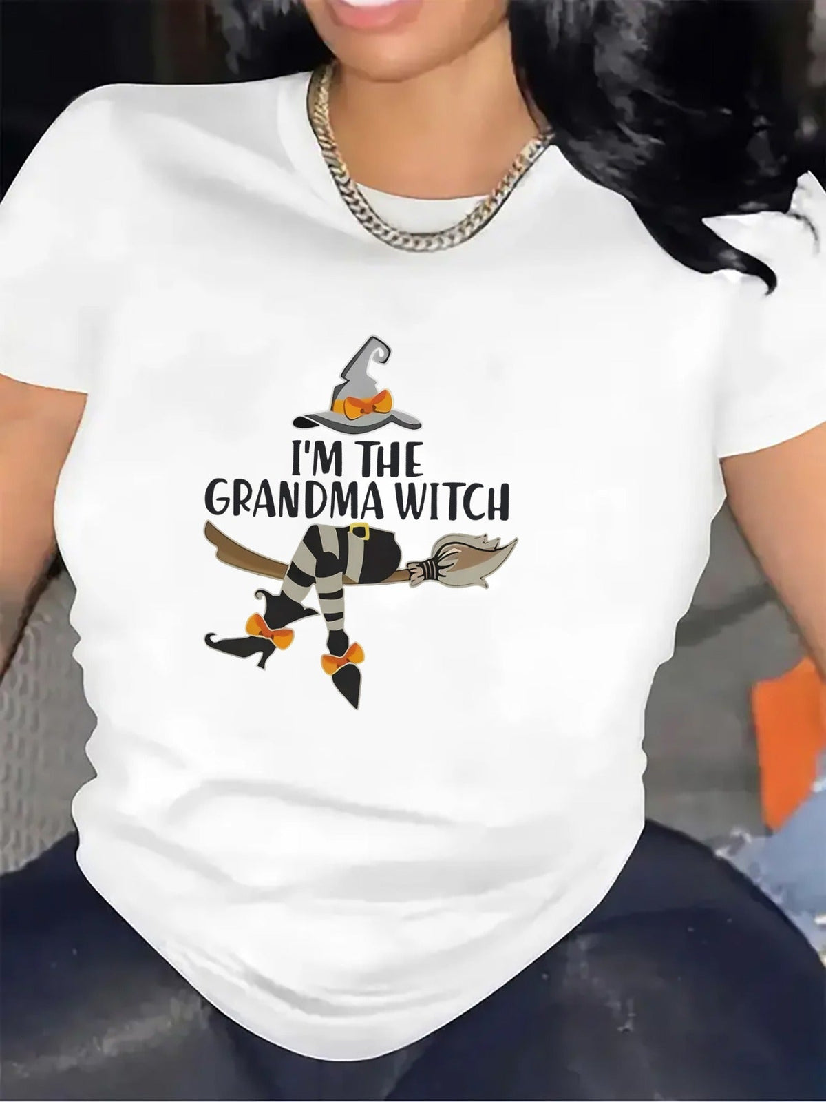 Halloween Witch Print Short Sleeve Tee Party Durable Lightweight Comfort Top