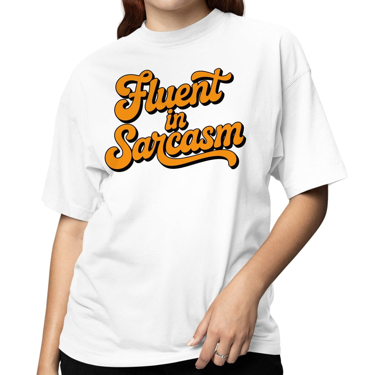 Smartprints Fluent in Sarcasm Retro Lettering Women's T-shirt White, Cotton, S