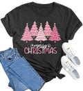 hcihgzr Merry Christmas Shirts for Women Funny Xmas Tree Graphic T-Shirt Casual Holiday Tee Tops(S,9 Dark Grey)